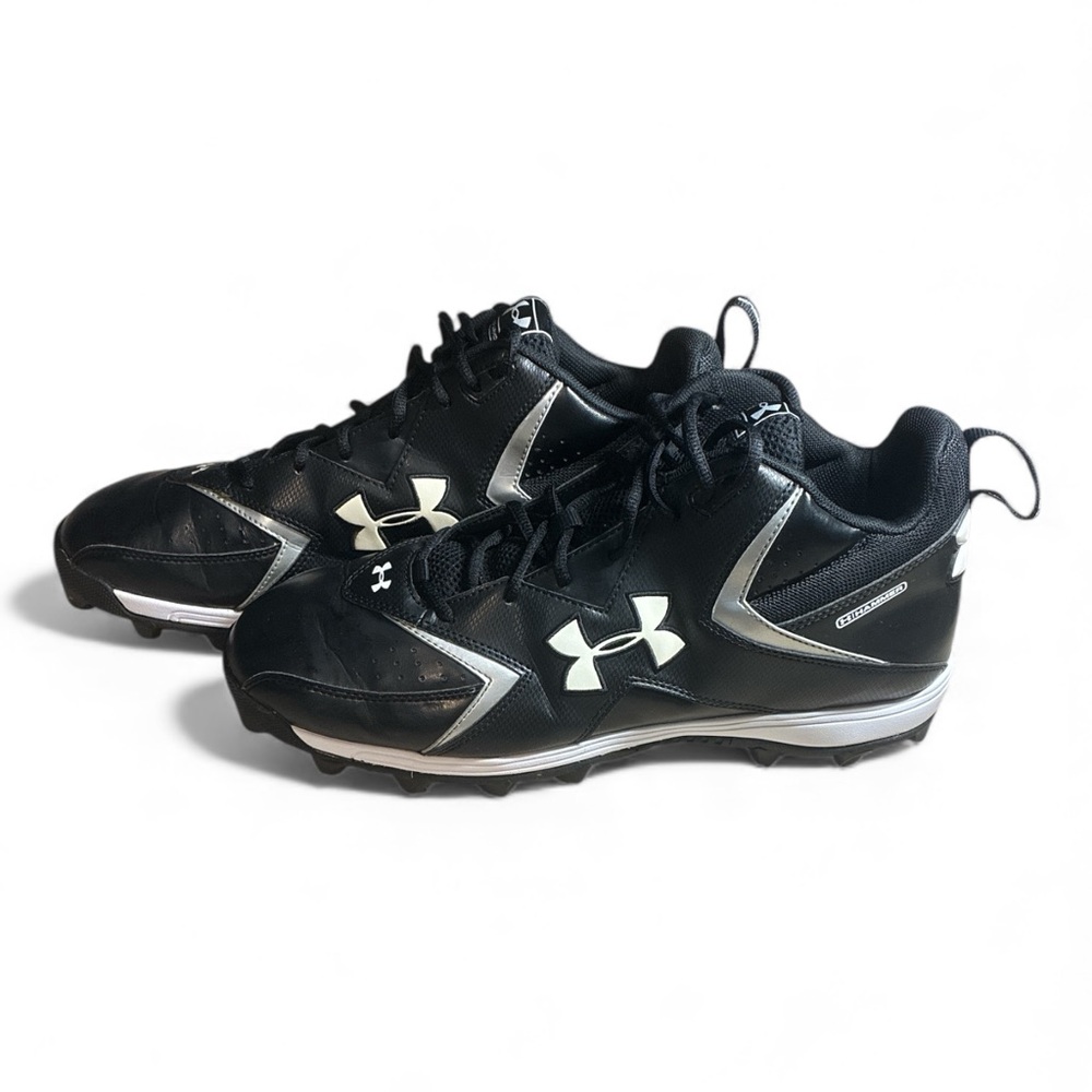 Size 14 Under Armour Black Cleats with Metal Studs White Grey Men's Shoes